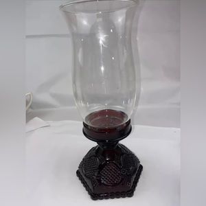 ONE VINTAGE AVON CAPE COD RUBY RED HURRICANE CANDLE LAMP & GLOBE New no box